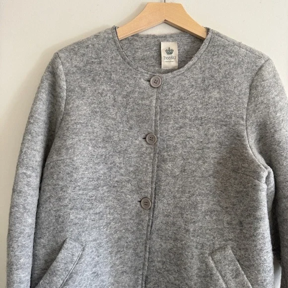 Bee & U Light Grey Italian Wool Button Mid Length Women's Jacket SZ Med - Picture 4 of 14